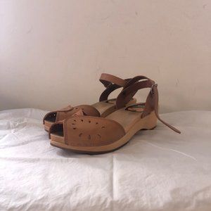 Swedish Hasbeens Tan Clog Sandals
